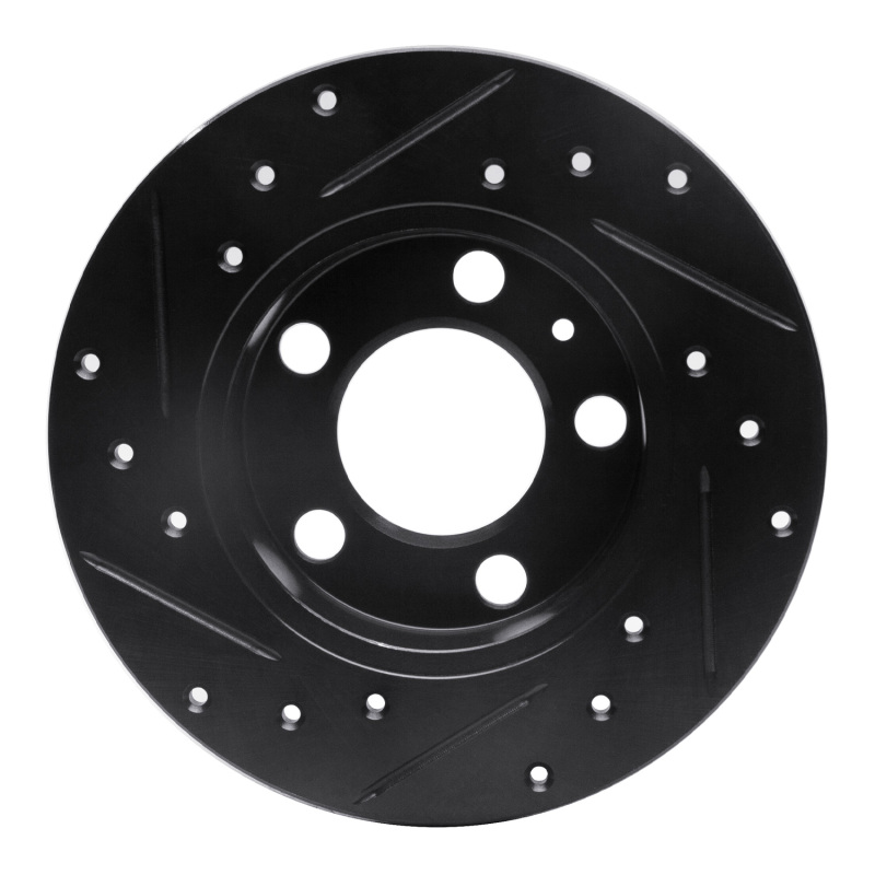 Audi A1 Brake Rotor (1) - Rear Left - R1 Concepts - Drilled & Slotted - Black - `98-`24